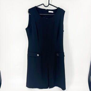 ✅ CALVIN KLEIN LITTLE BLACK DRESS SLEEVELESS SIZE 12 BUTTON DETAIL WORK CASUAL